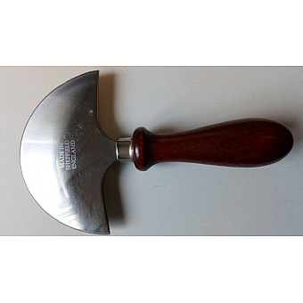 Leather Workers Knife - 1/2 Moon (Mezzaluna) - Round Handle